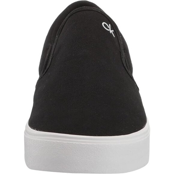 NEW Calvin Klein Men Ryor Black White Canvas Slip On Flat Sole Sneaker Shoe - Picture 6 of 7